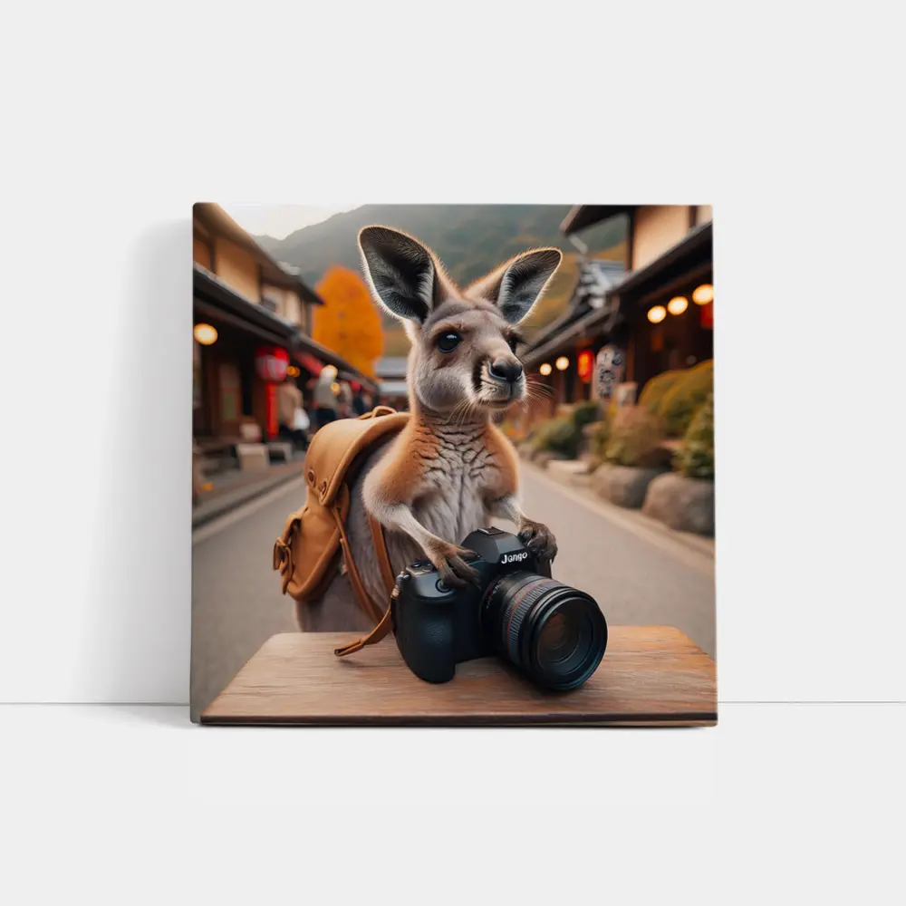 Kangaroo Tourist With Camera In Japan – Wall Art