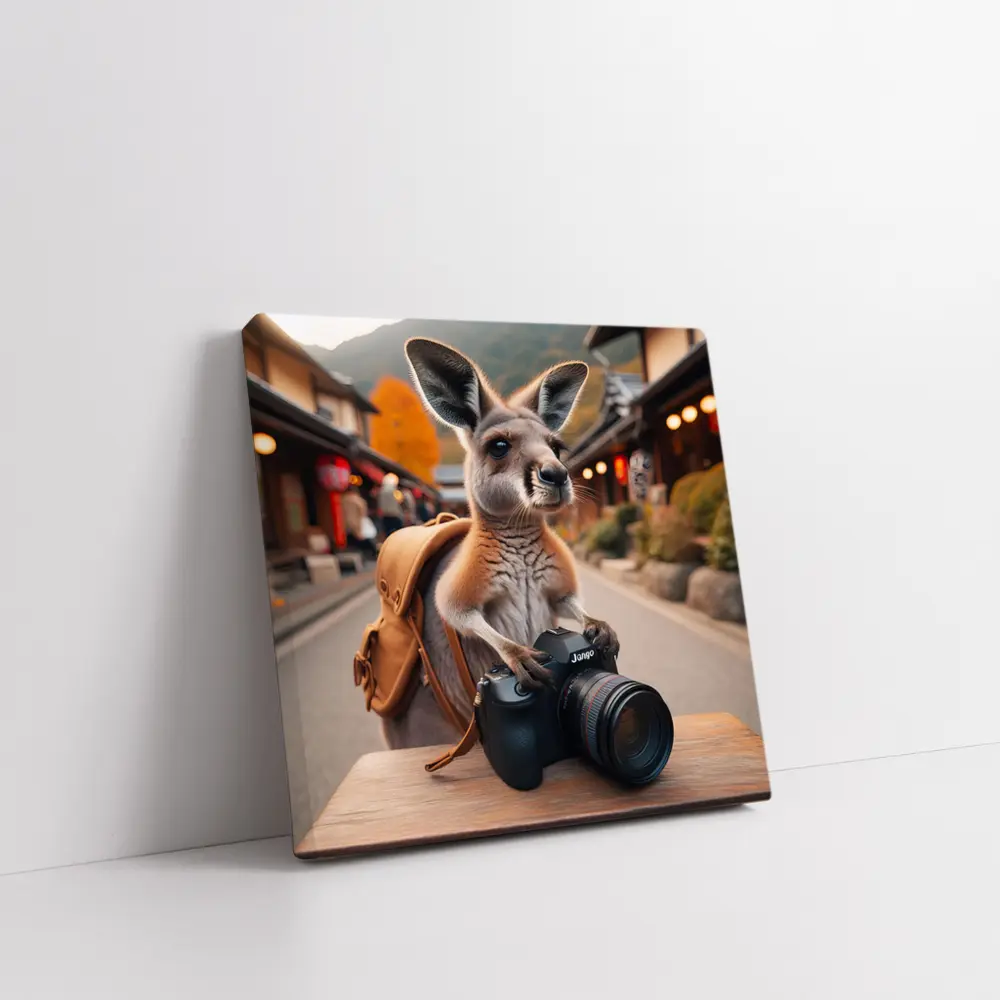 Kangaroo Tourist With Camera In Japan – Wall Art