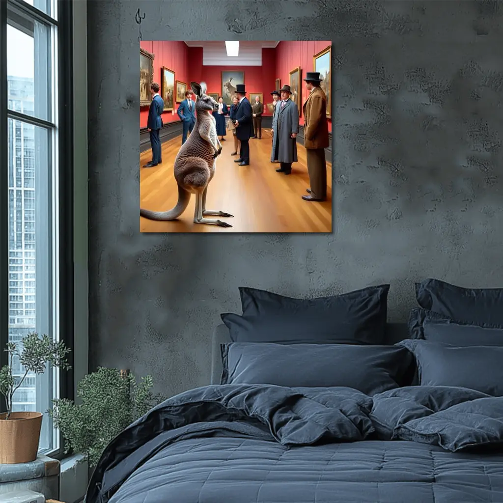 Kangaroo Standing In Victorian Art Gallery – Wall Art
