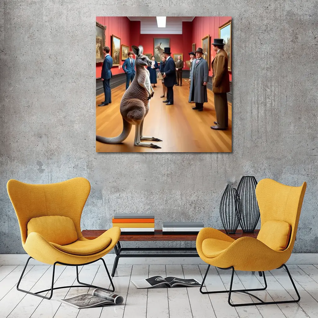 Kangaroo Standing In Victorian Art Gallery – Wall Art