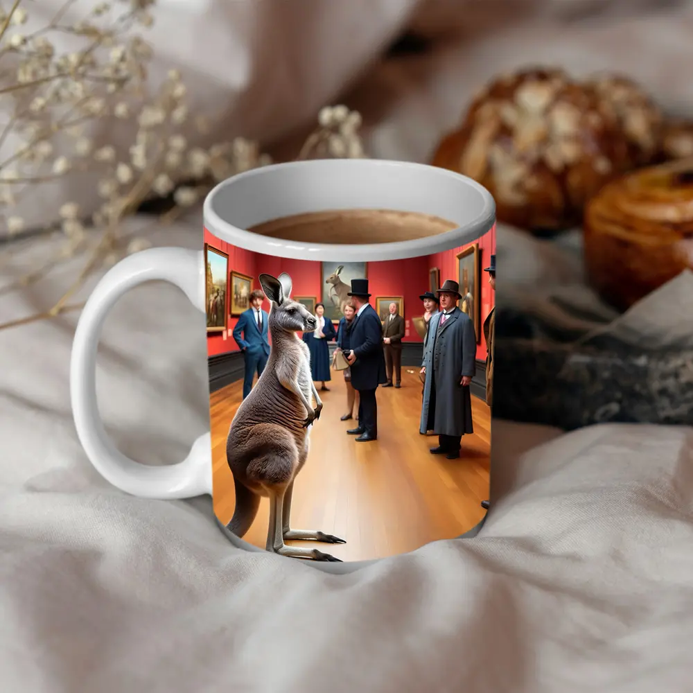 Kangaroo Standing In Victorian Art Gallery – Mugs