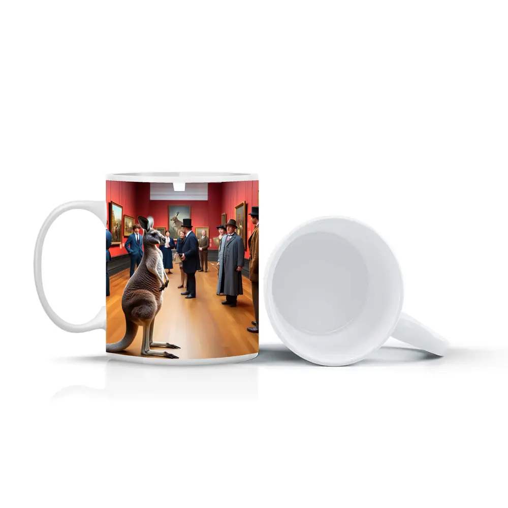 Kangaroo Standing In Victorian Art Gallery – Mugs