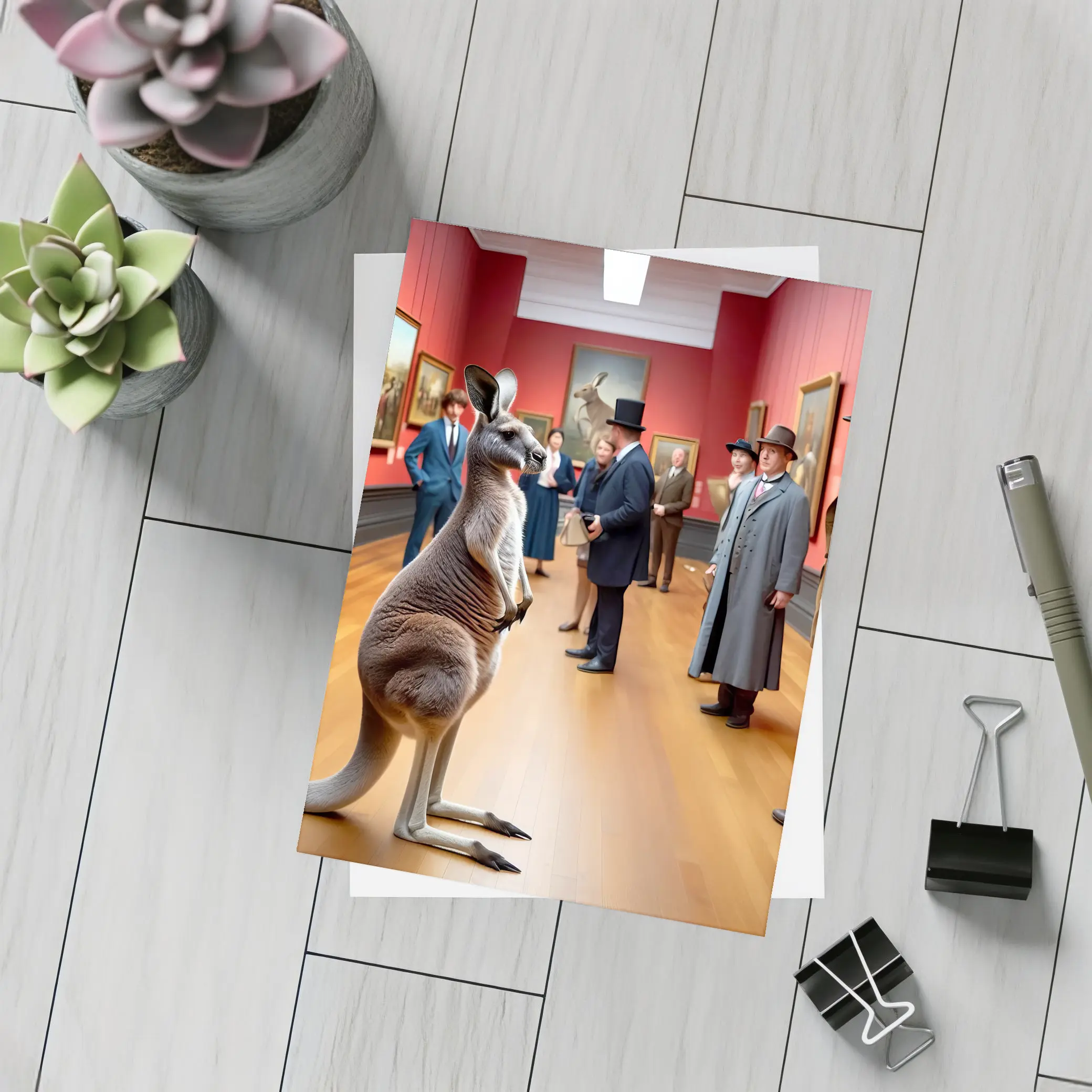 Kangaroo Standing In Victorian Art Gallery – Postcards