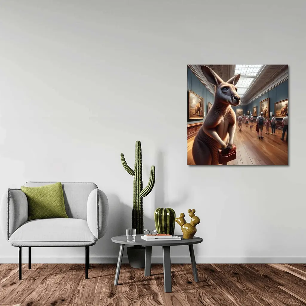 Kangaroo With Briefcase In Art Gallery – Wall Art