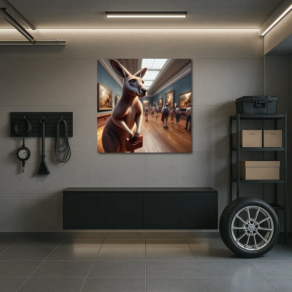 Kangaroo With Briefcase In Art Gallery – Wall Art