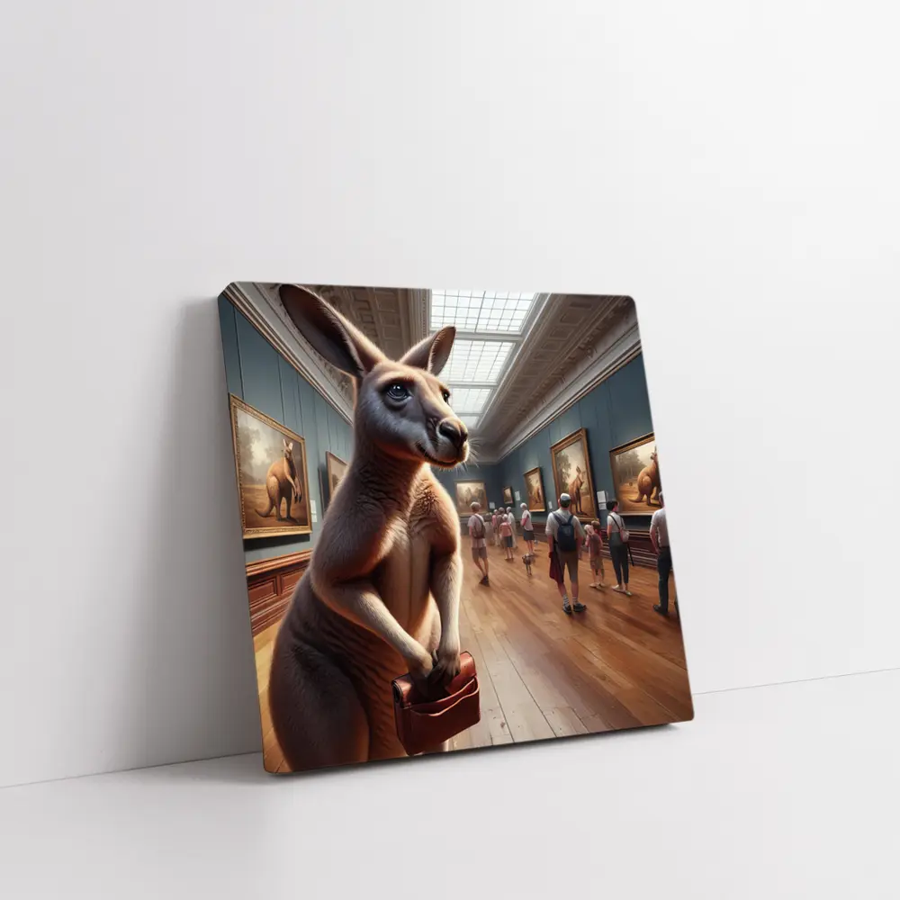 Kangaroo With Briefcase In Art Gallery – Wall Art