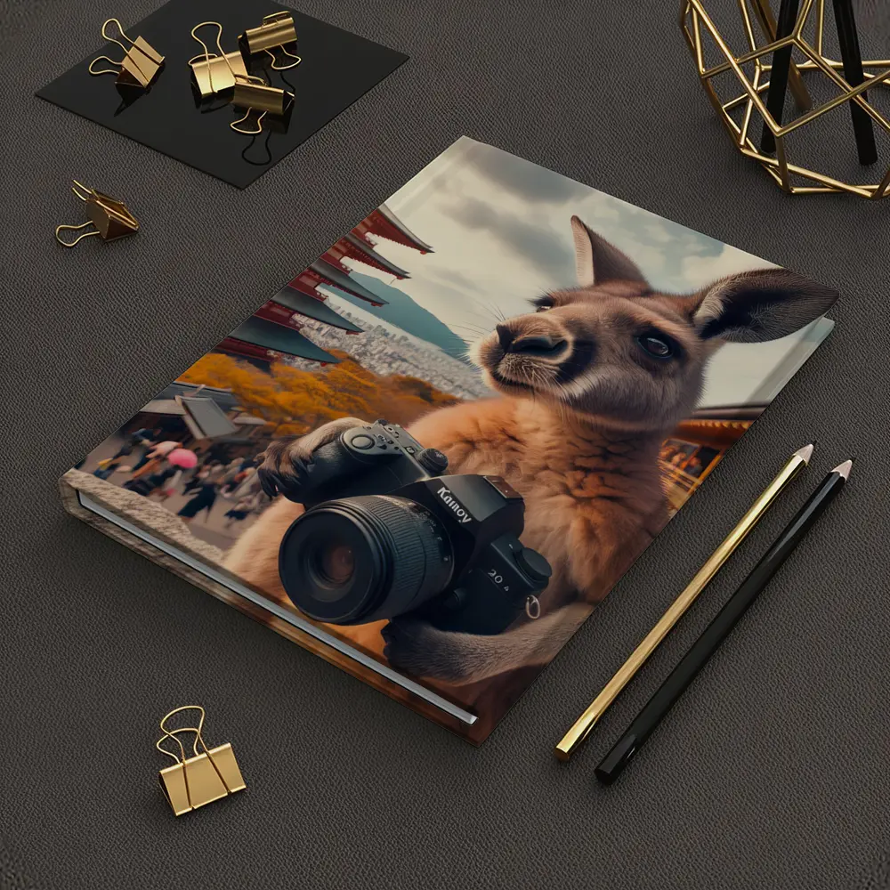 Kangaroo Tourist Photographer Japanese Pagoda Background – Notebooks