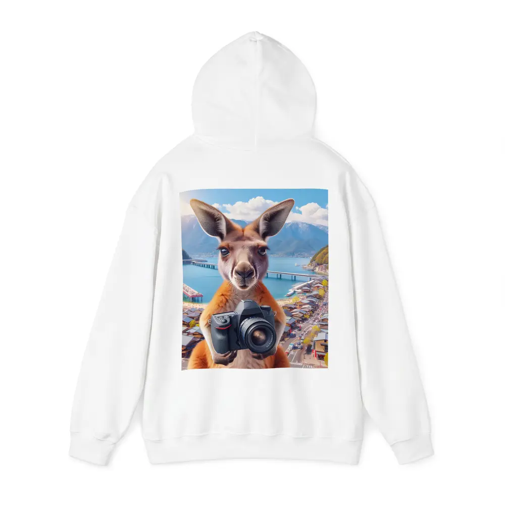 Kangaroo Tourist Holding Camera Japan Town – Hoodies