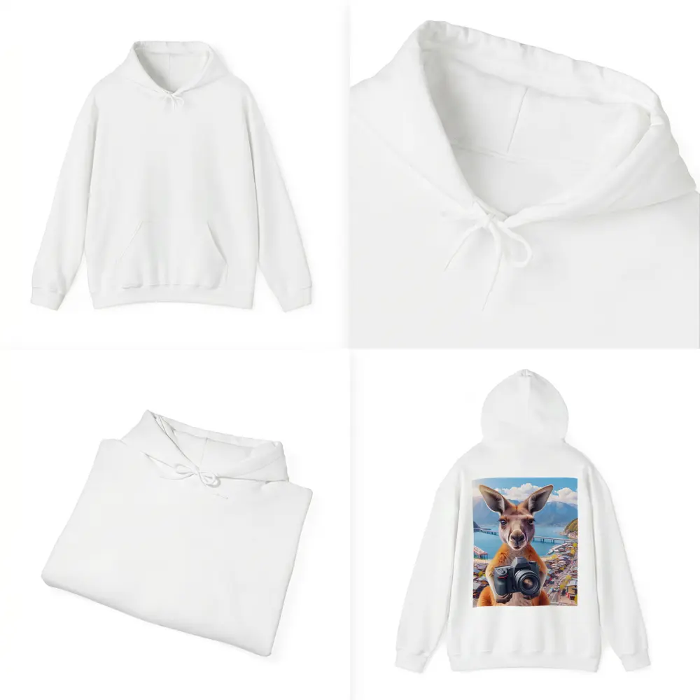 Kangaroo Tourist Holding Camera Japan Town – Hoodies