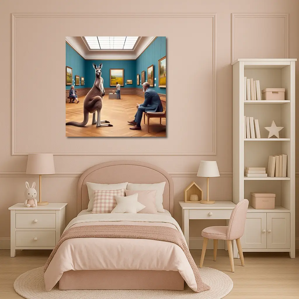 Kangaroo Standing Inside Art Museum Gallery – Wall Art