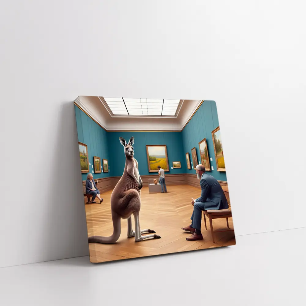 Kangaroo Standing Inside Art Museum Gallery – Wall Art