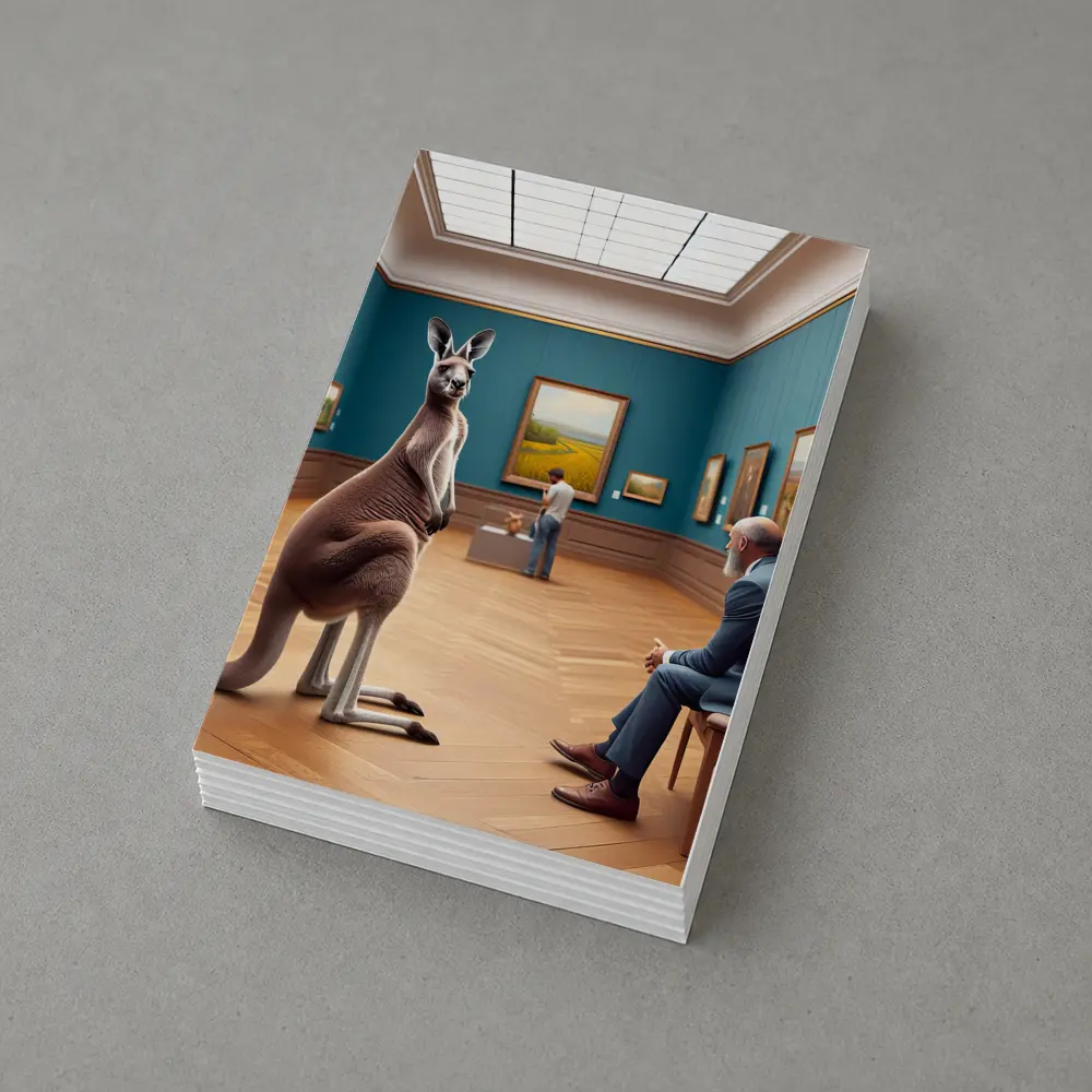Kangaroo Standing Inside Art Museum Gallery – Postcards