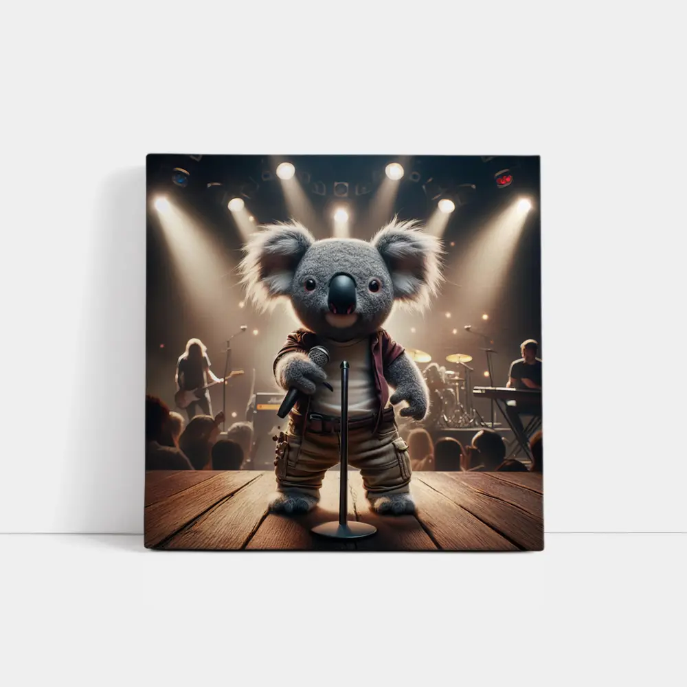 Koala Rock Star Singing On Concert Stage – Wall Art