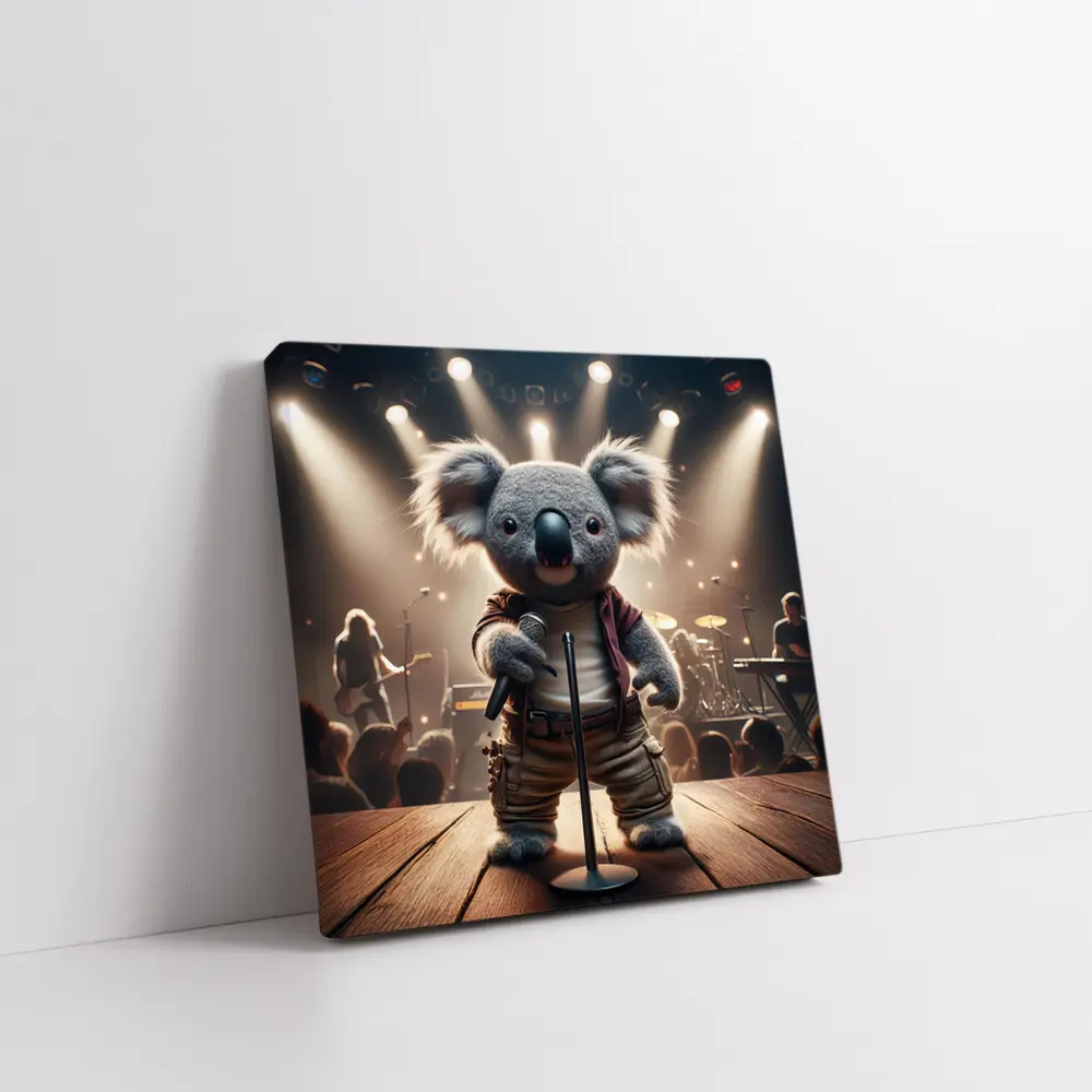 Koala Rock Star Singing On Concert Stage – Wall Art