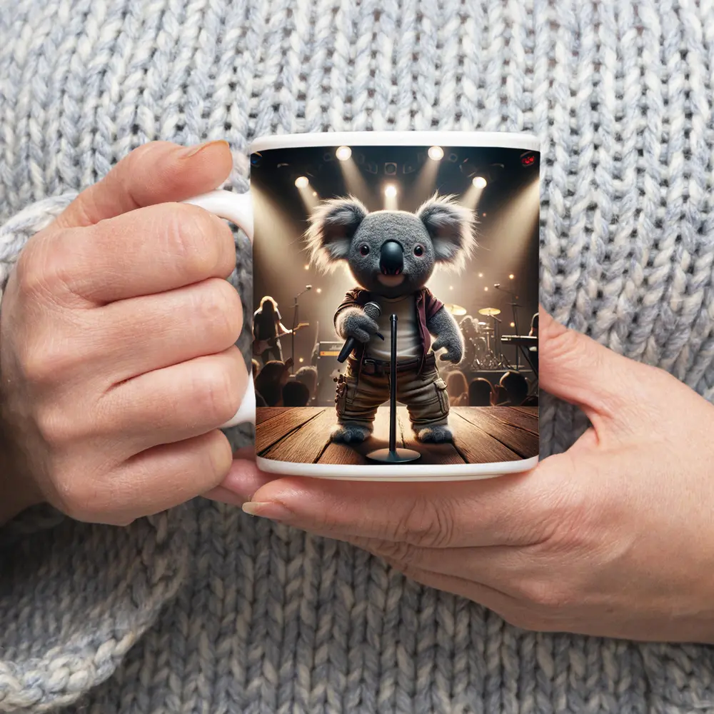 Koala Rock Star Singing On Concert Stage – Mugs