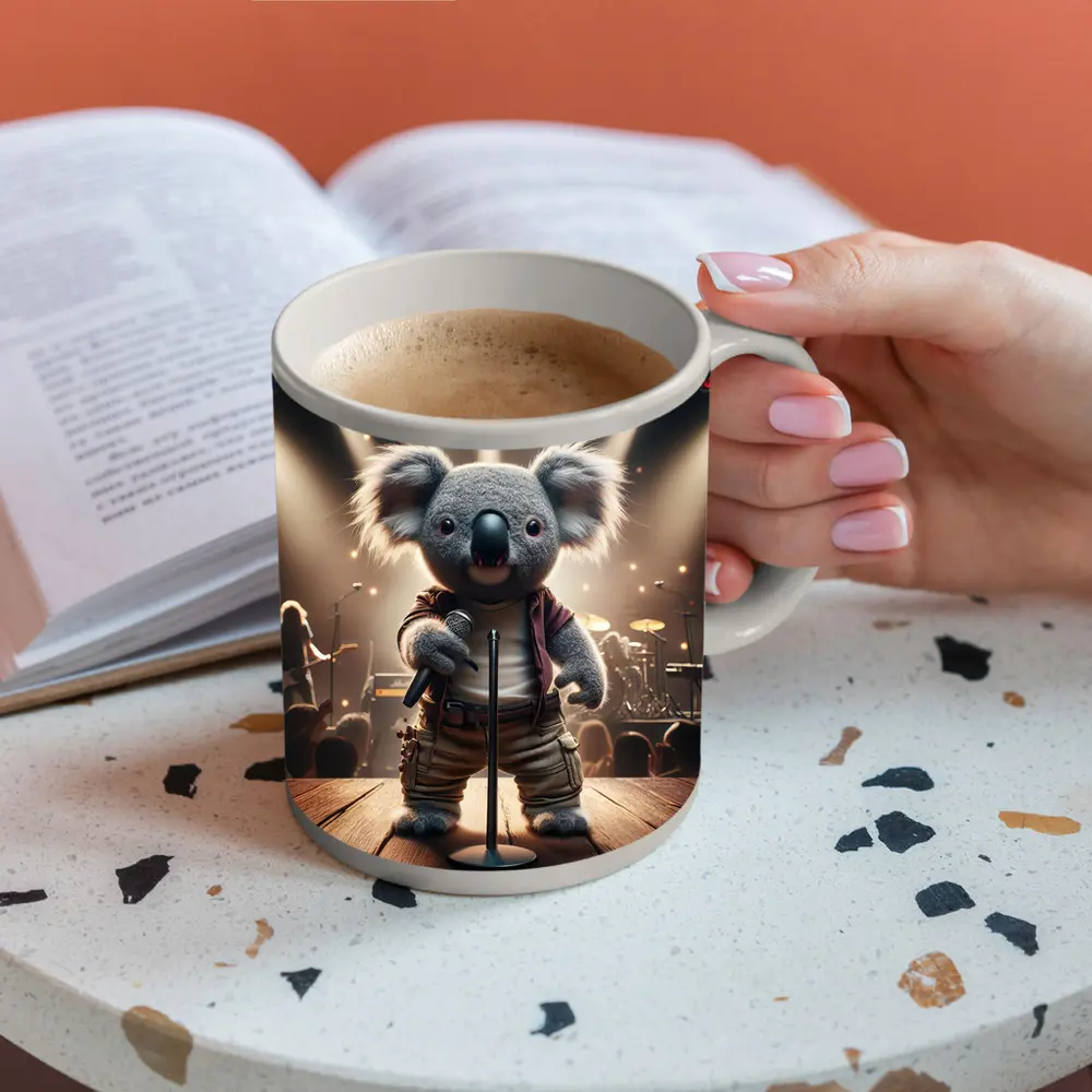 Koala Rock Star Singing On Concert Stage – Mugs