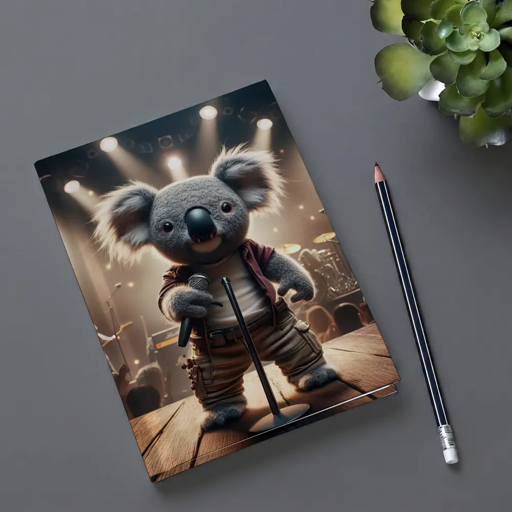 Koala Rock Star Singing On Concert Stage – Notebooks