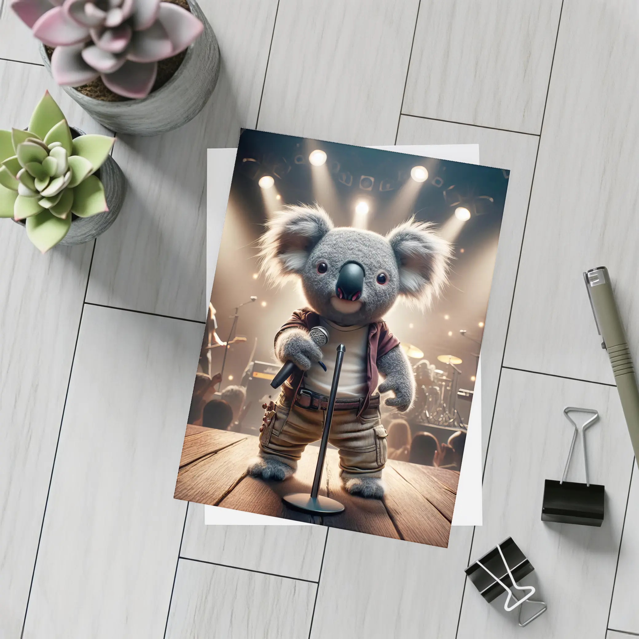 Koala Rock Star Singing On Concert Stage – Postcards