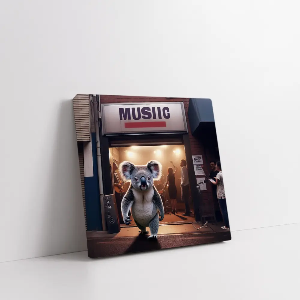 Koala Walking Out of Music Store – Wall Art