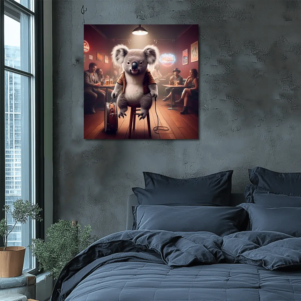 Koala Musician Performing Live at Bar – Wall Art