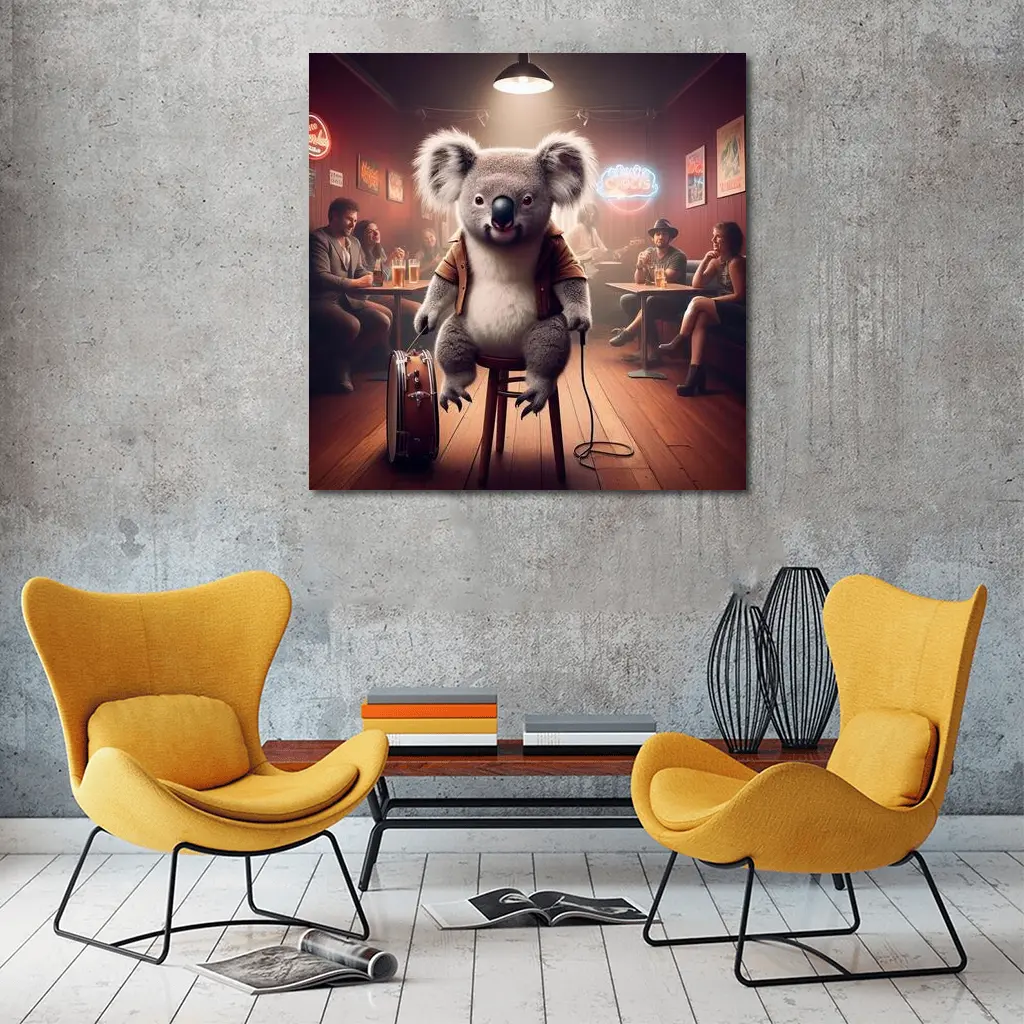 Koala Musician Performing Live at Bar – Wall Art
