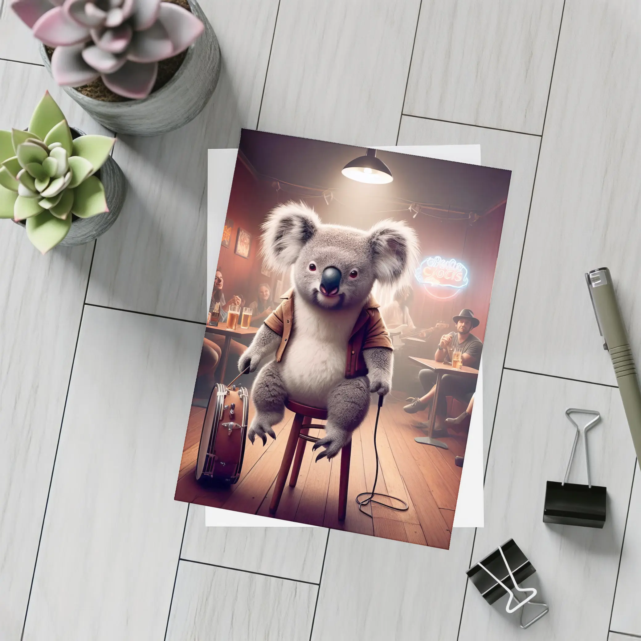 Koala Musician Performing Live at Bar – Postcards