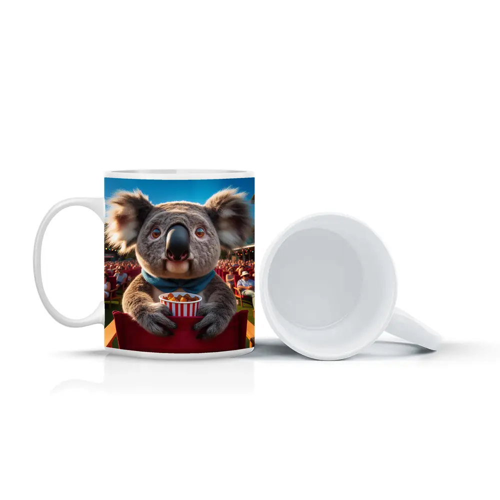 Koala Eating Popcorn At Outdoor Cinema – Mugs