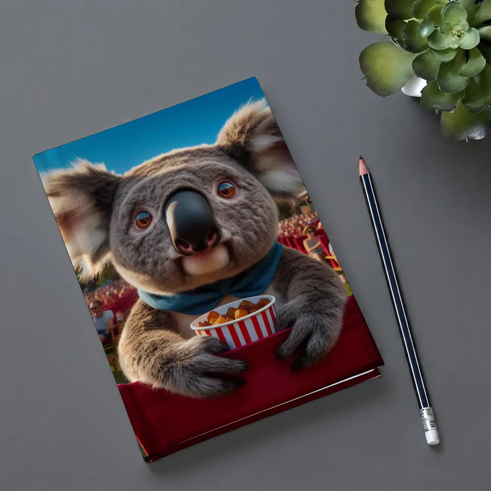 Koala Eating Popcorn At Outdoor Cinema – Notebooks