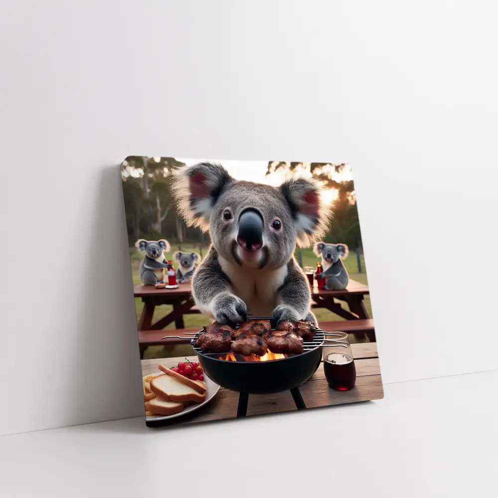 Koala Grilling Meat Outdoor BBQ Scene – Wall Art