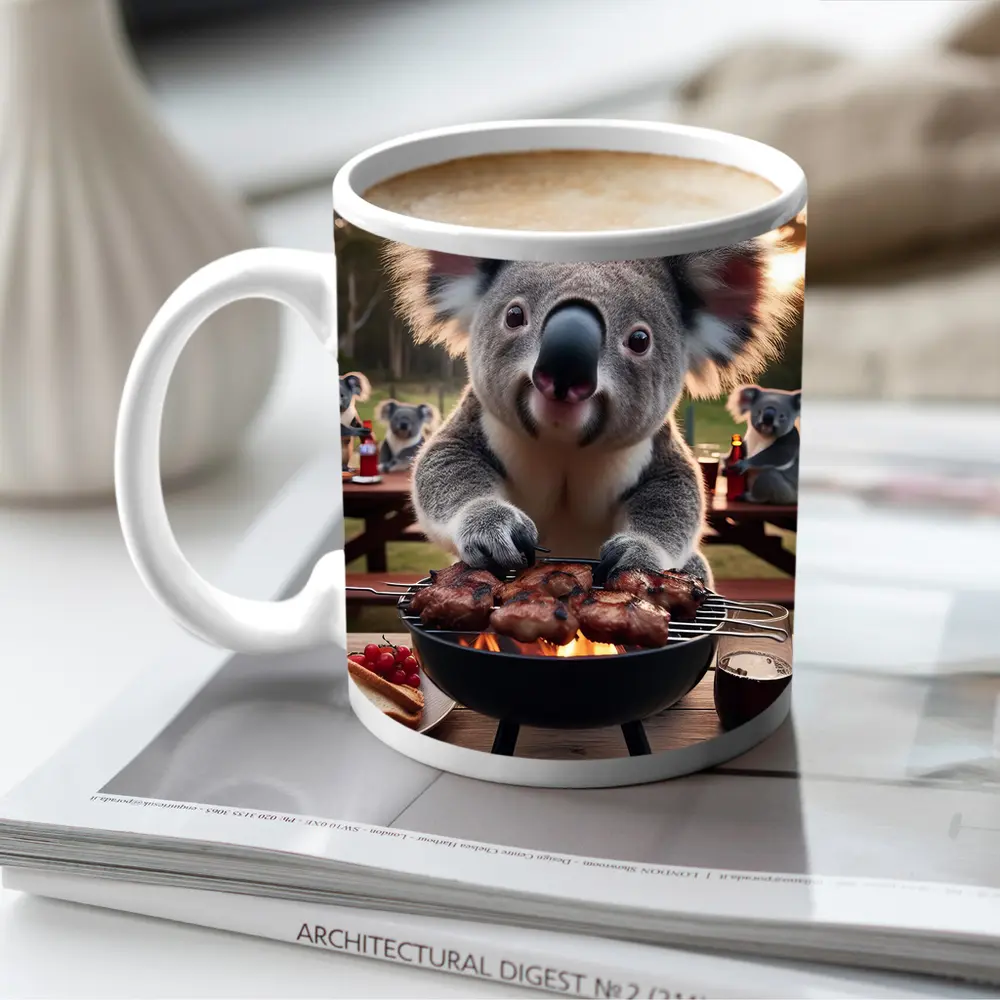 Koala Grilling Meat Outdoor BBQ Scene – Mugs