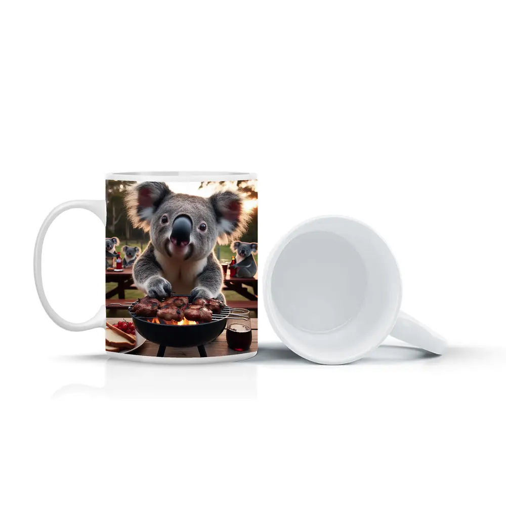 Koala Grilling Meat Outdoor BBQ Scene – Mugs