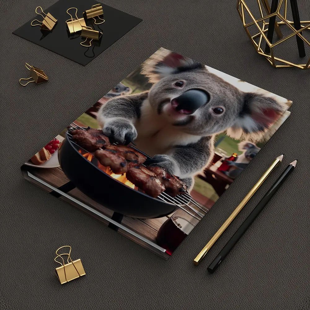 Koala Grilling Meat Outdoor BBQ Scene – Notebooks
