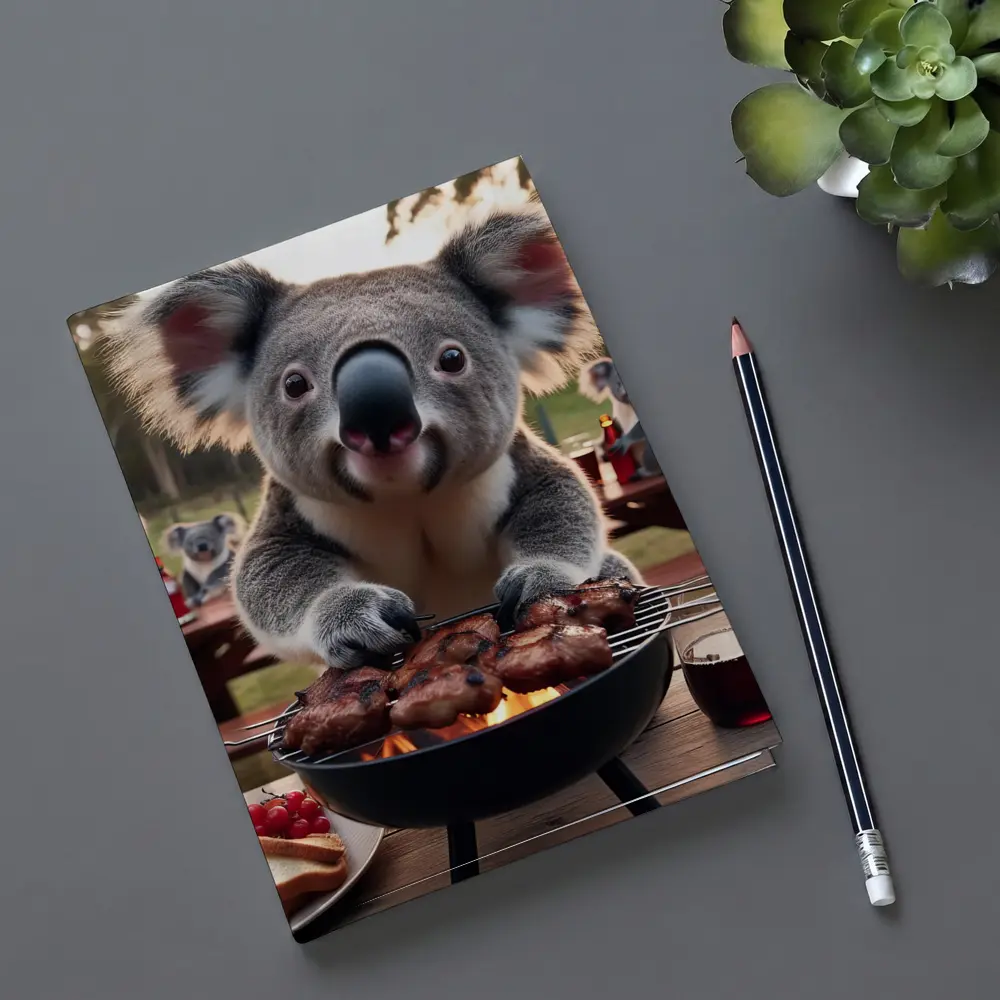 Koala Grilling Meat Outdoor BBQ Scene – Notebooks