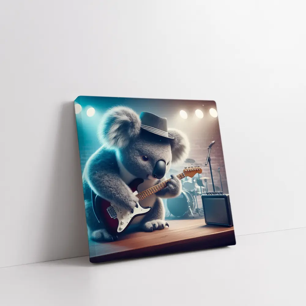 Koala Playing Guitar on Concert Stage – Wall Art