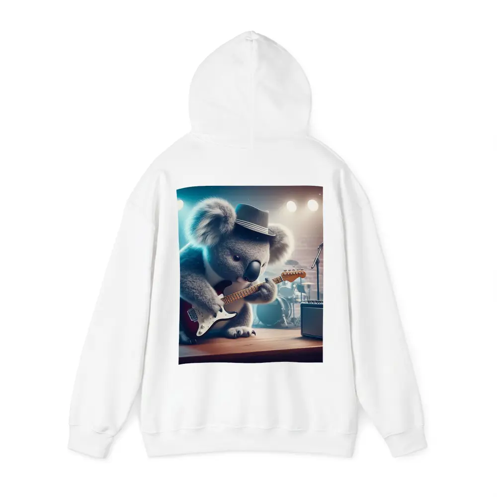 Koala Playing Guitar on Concert Stage – Hoodies