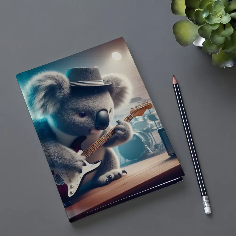 Koala Playing Guitar on Concert Stage – Notebooks