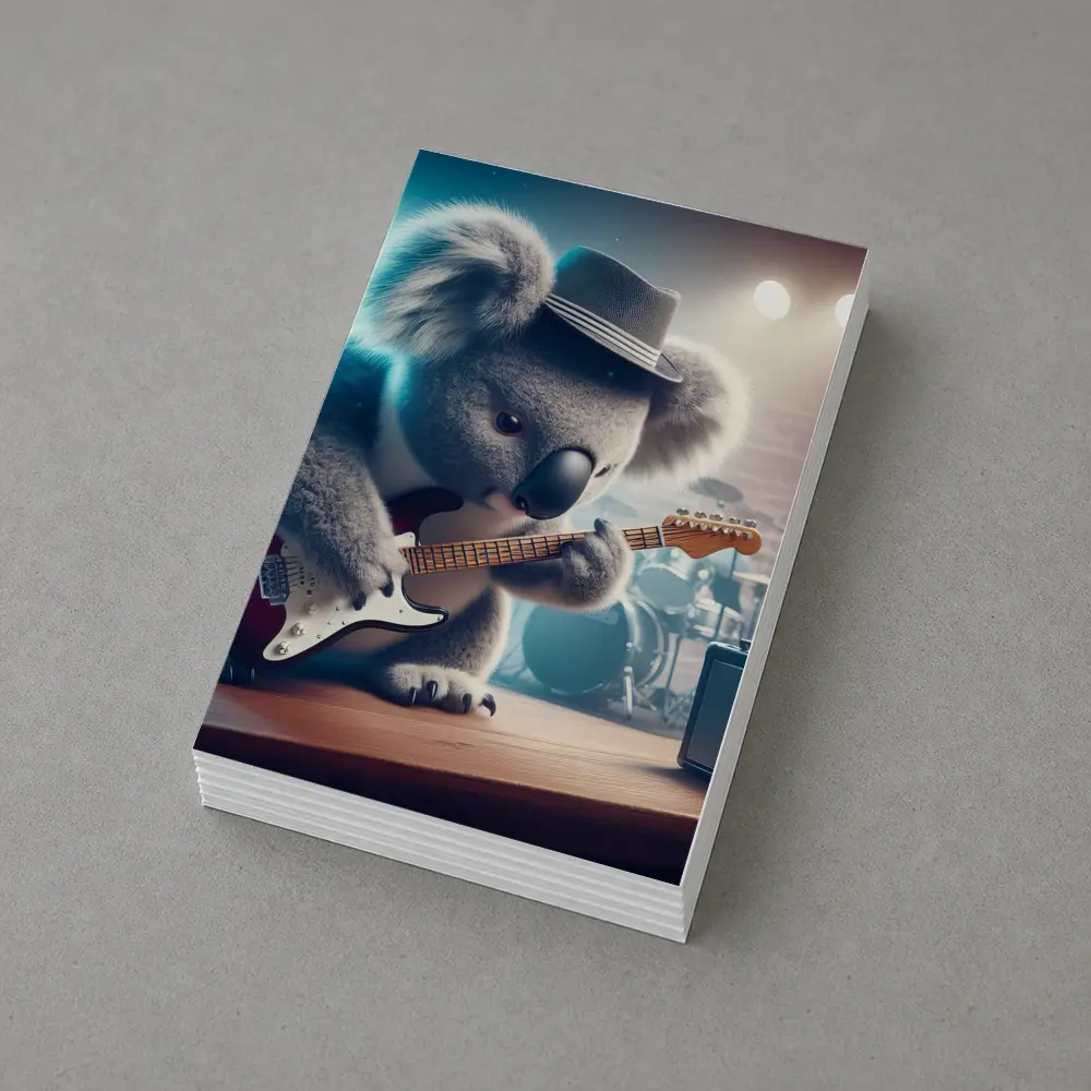 Koala Playing Guitar on Concert Stage – Postcards