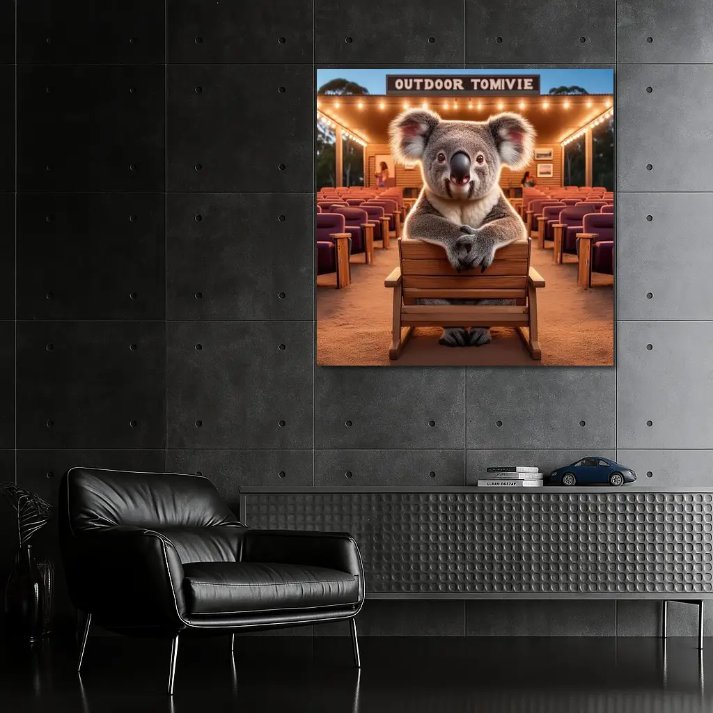Koala Sitting at Outdoor Movie Theater – Wall Art