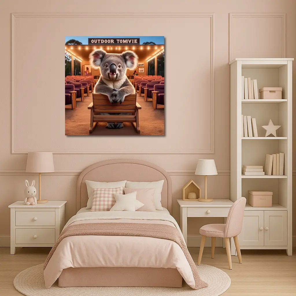 Koala Sitting at Outdoor Movie Theater – Wall Art
