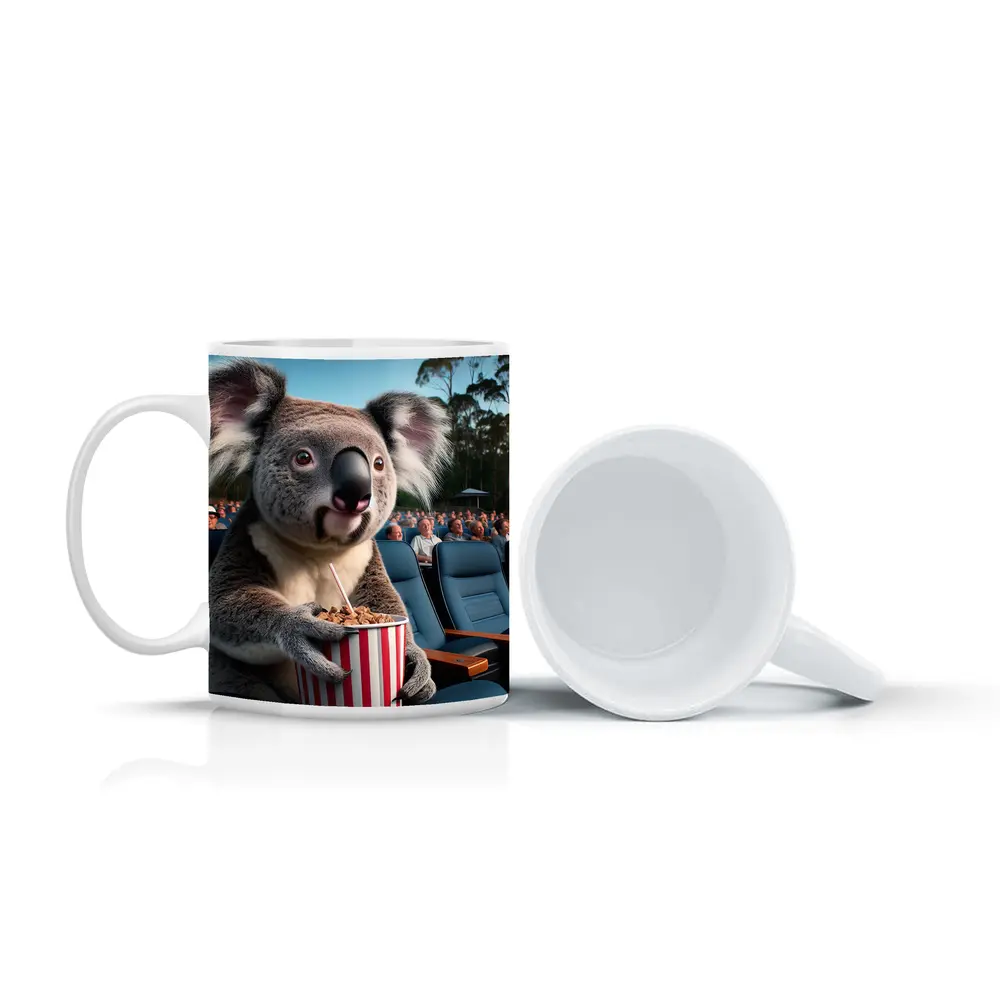 Koala Eating Popcorn at Outdoor Cinema – Mugs