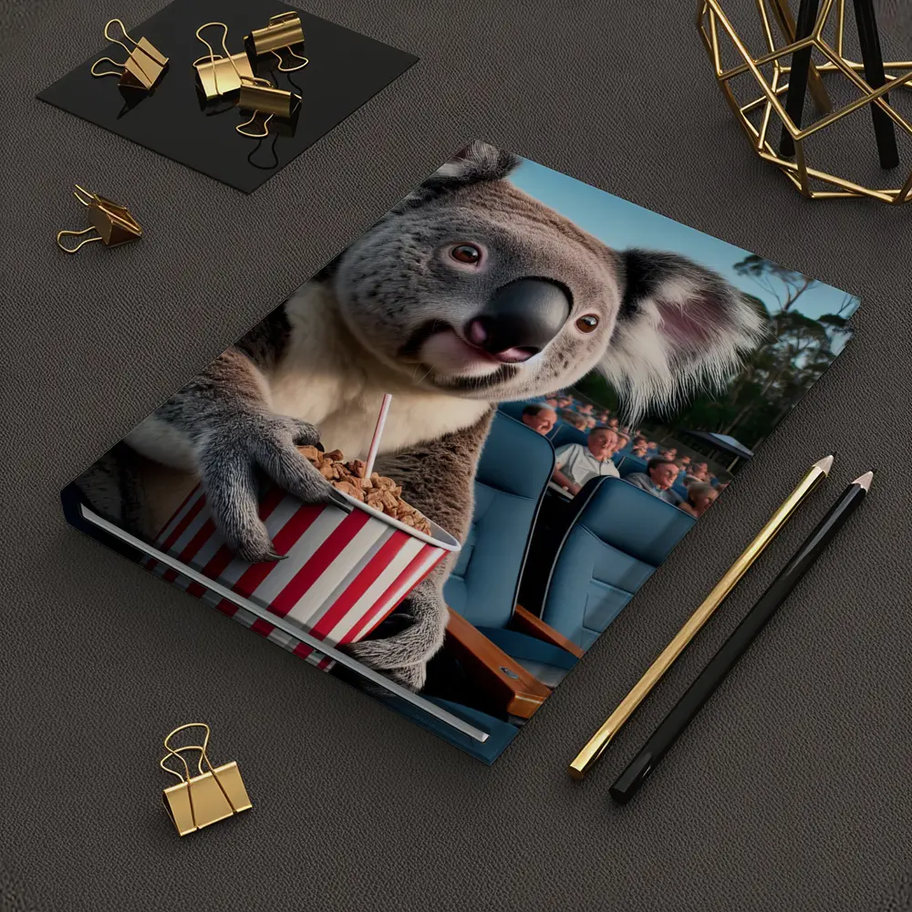 Koala Eating Popcorn at Outdoor Cinema – Notebooks