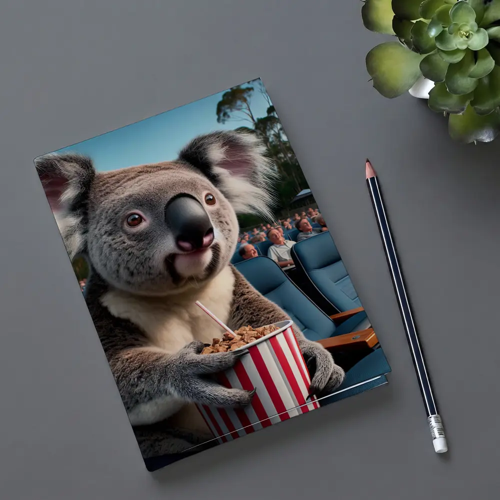 Koala Eating Popcorn at Outdoor Cinema – Notebooks