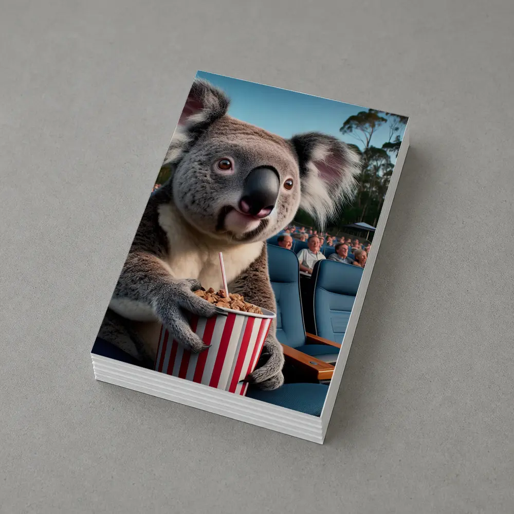 Koala Eating Popcorn at Outdoor Cinema – Postcards