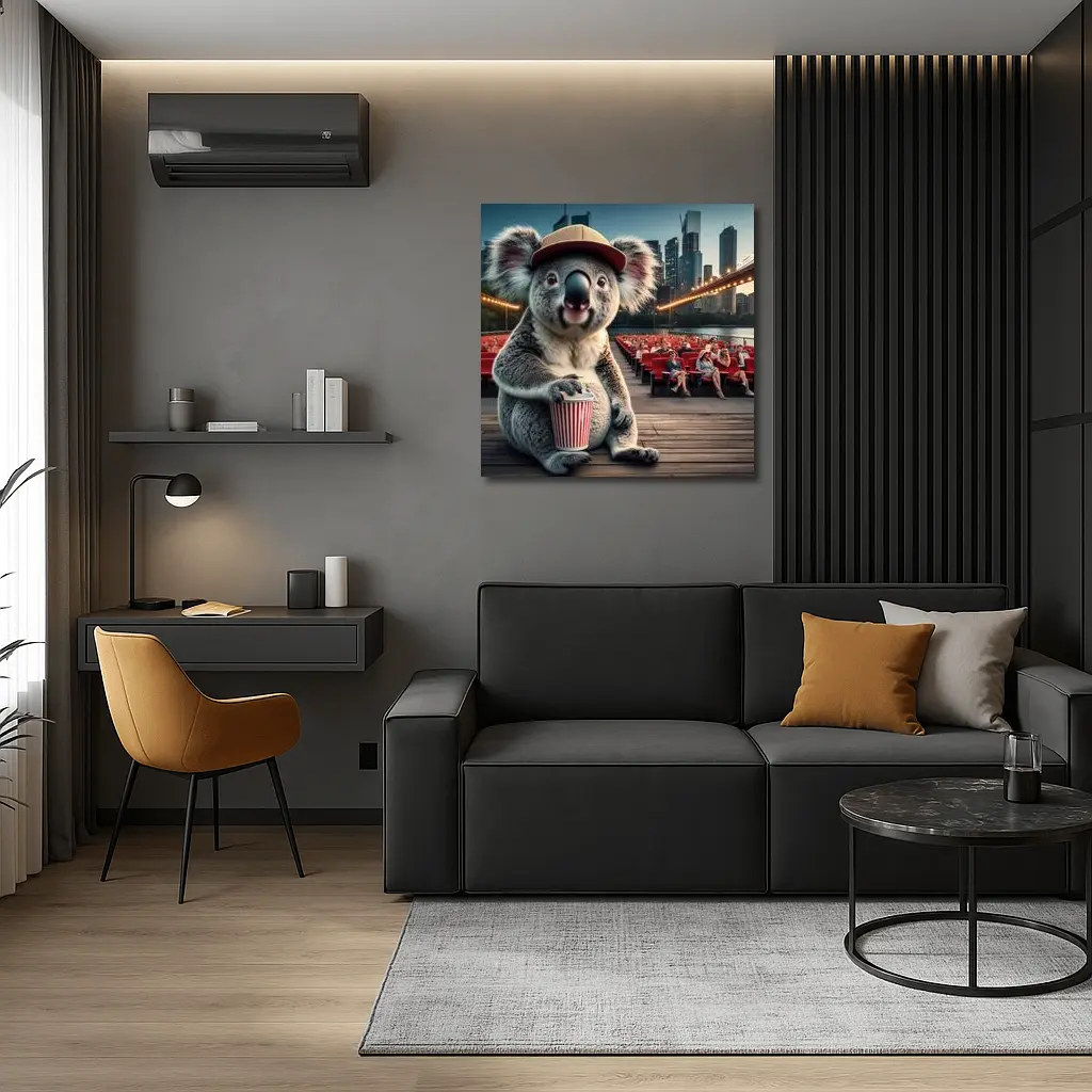 Koala With Popcorn Outdoor Cinema City – Wall Art