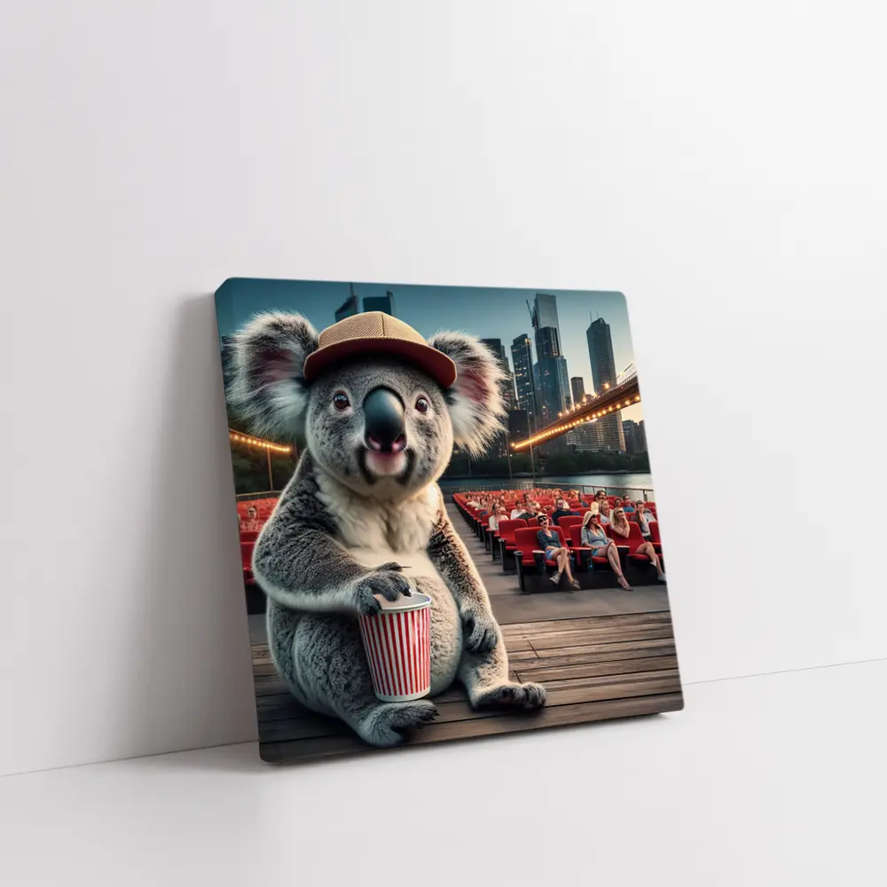 Koala With Popcorn Outdoor Cinema City – Wall Art