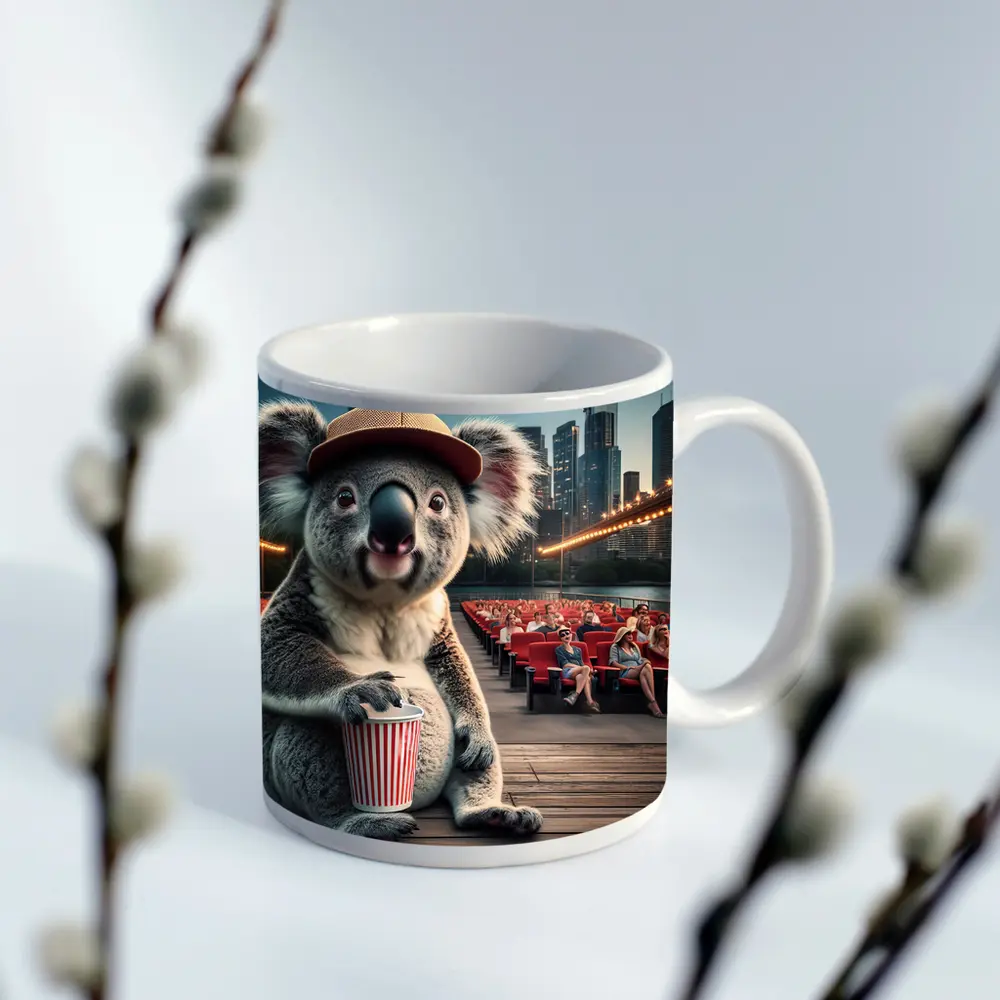Koala With Popcorn Outdoor Cinema City – Mugs