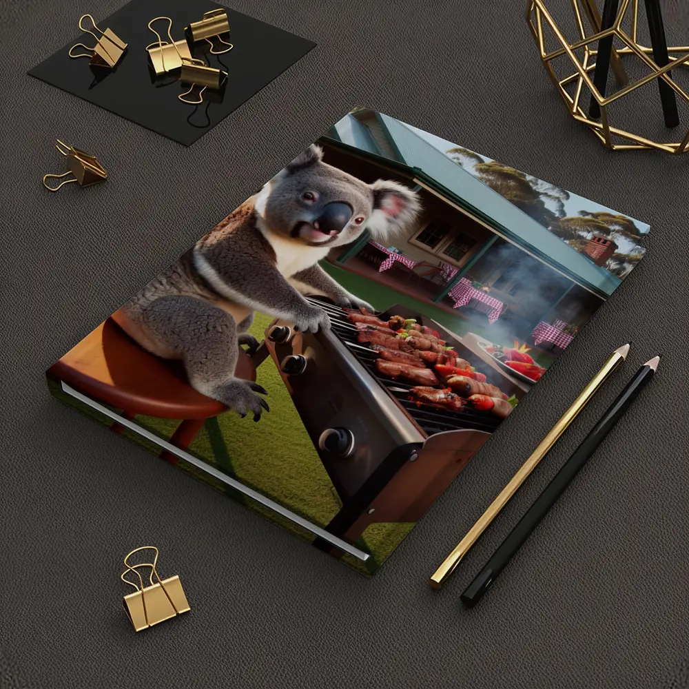 Koala Grilling BBQ Australian Backyard Scene – Notebooks