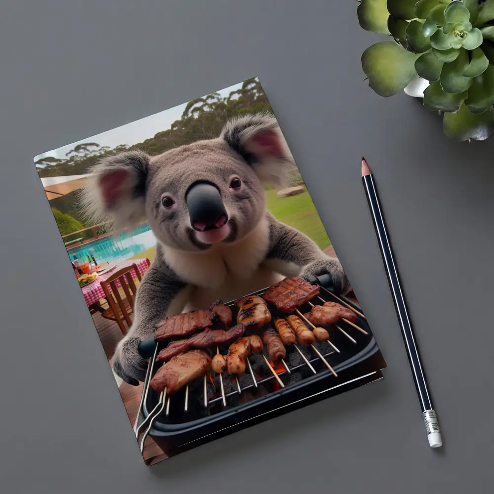 Koala Grilling Meat at Backyard BBQ – Notebooks