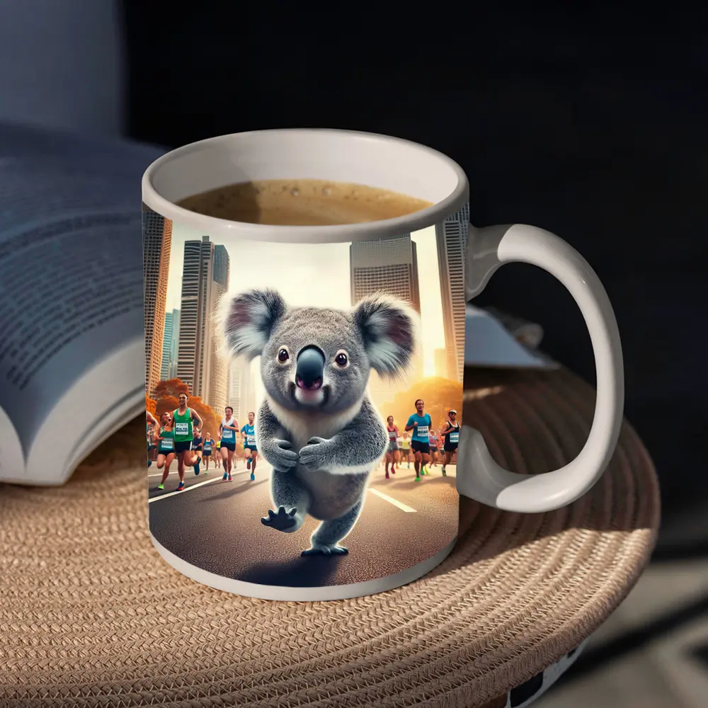 Koala Running City Marathon Race Art – Mugs