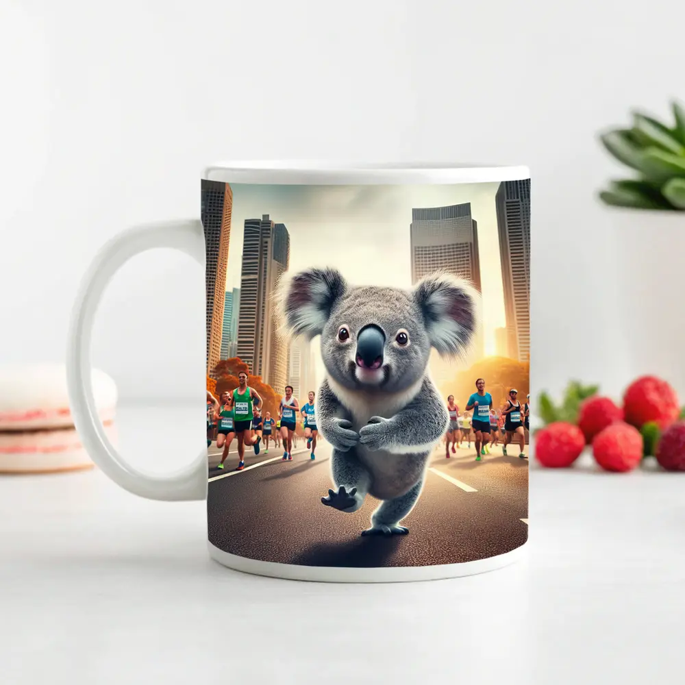 Koala Running City Marathon Race Art – Mugs